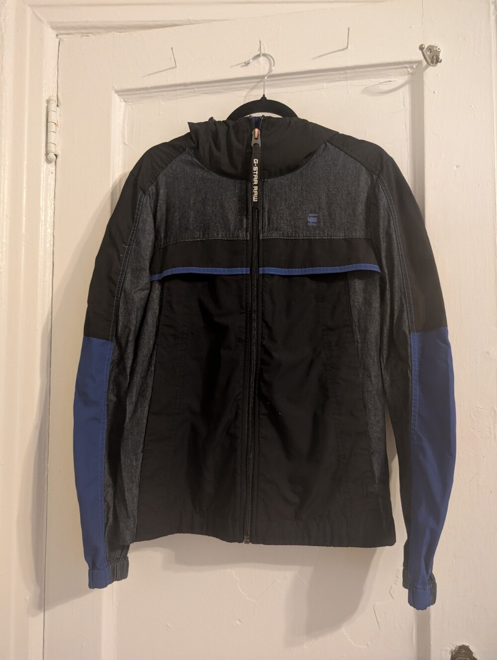 Fall ​G-Star Raw Denim Mix Hood JKT Blue Hooded Jacket Small NWT